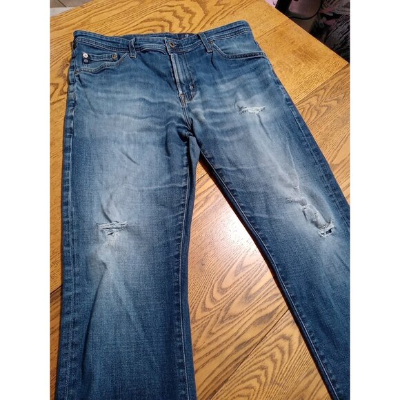 AG ADRIANO GOLDSCHMIED Jeans Mens 32 X 32 BLUE Distressed Hole Preowned Summer - Picture 8 of 15